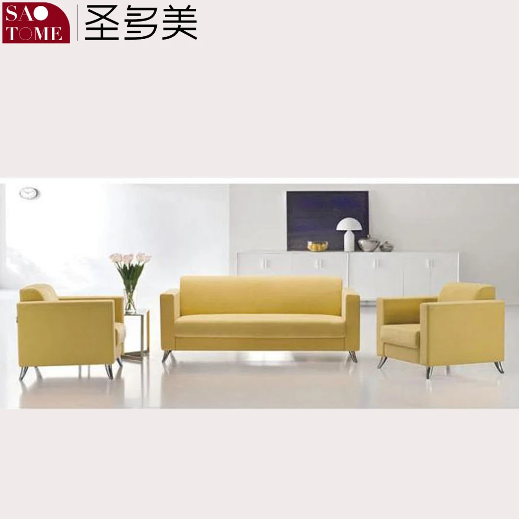 Modern Office Living Room Furniture Yellow Leather/Fabric Sofa