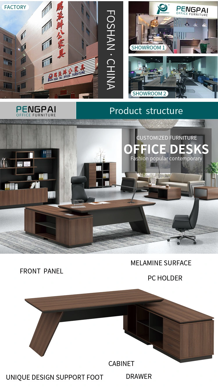 Pengpai Executive Modular Table Office Hotsale Functional Executive Table Specifications with Oblique Legs