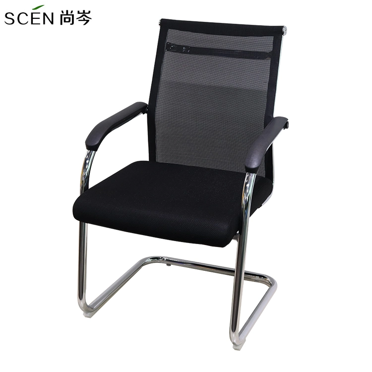 China Office Furniture Conference Stackable Foldable Black Mesh Fabric Reception Staff Computer Visitor Meeting Training Ergonomic Office Chair Manufacturer